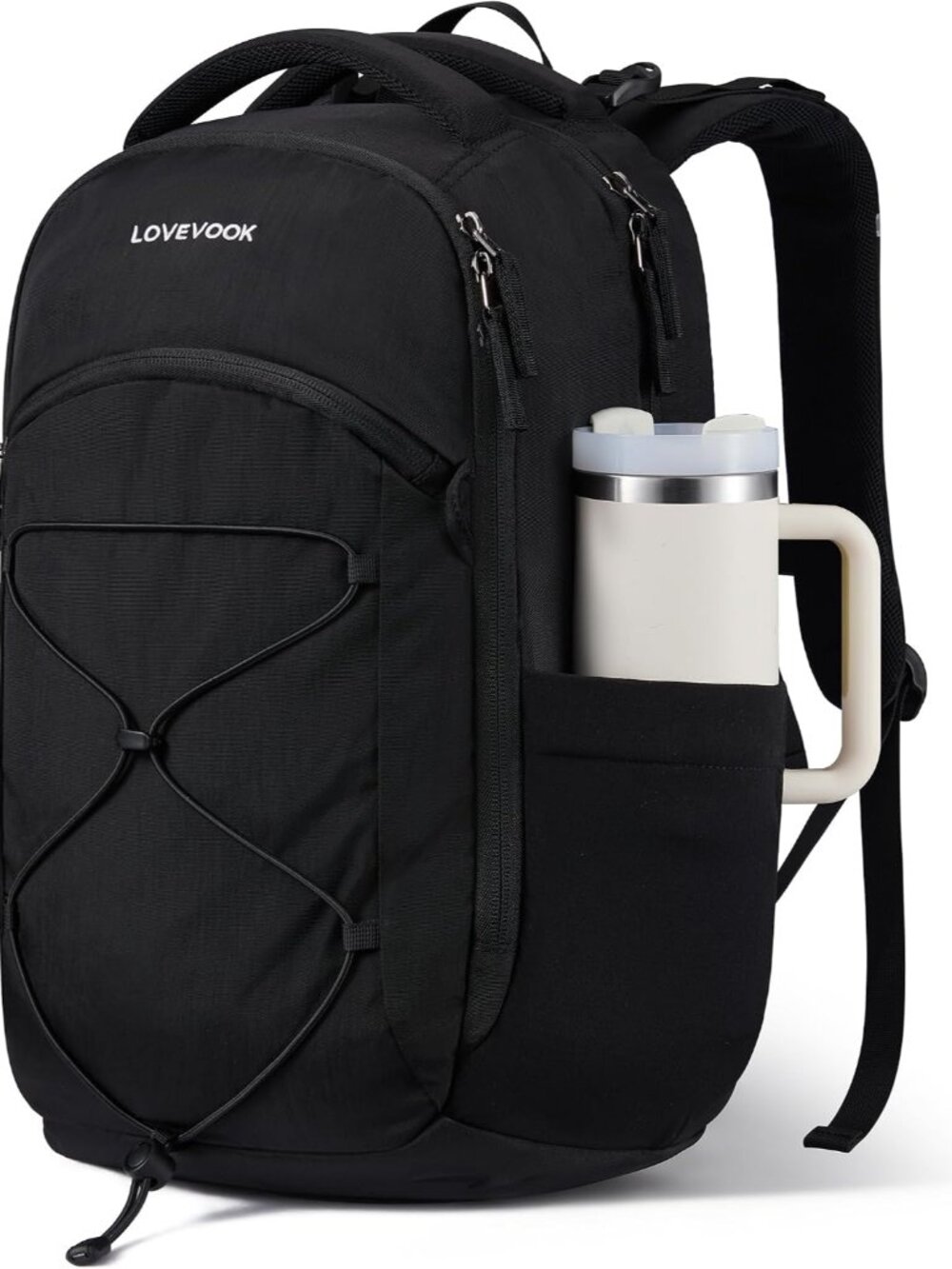 Everyday Laptop Backpack for Women & Men With Giant Tumbler Holder,15.6 Inch Cla